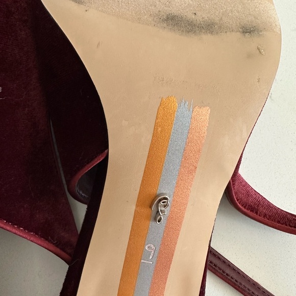 Sam Edelman Burgundy Velvet Heels with Floral Accent - Picture 5 of 5